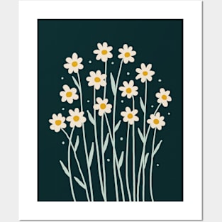 Simple daisies - dark green Posters and Art